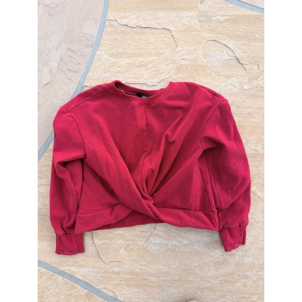 Athleta Girl Crop Top Size L / 12 Long Sleeve Thumbholes Red Twist Front CL